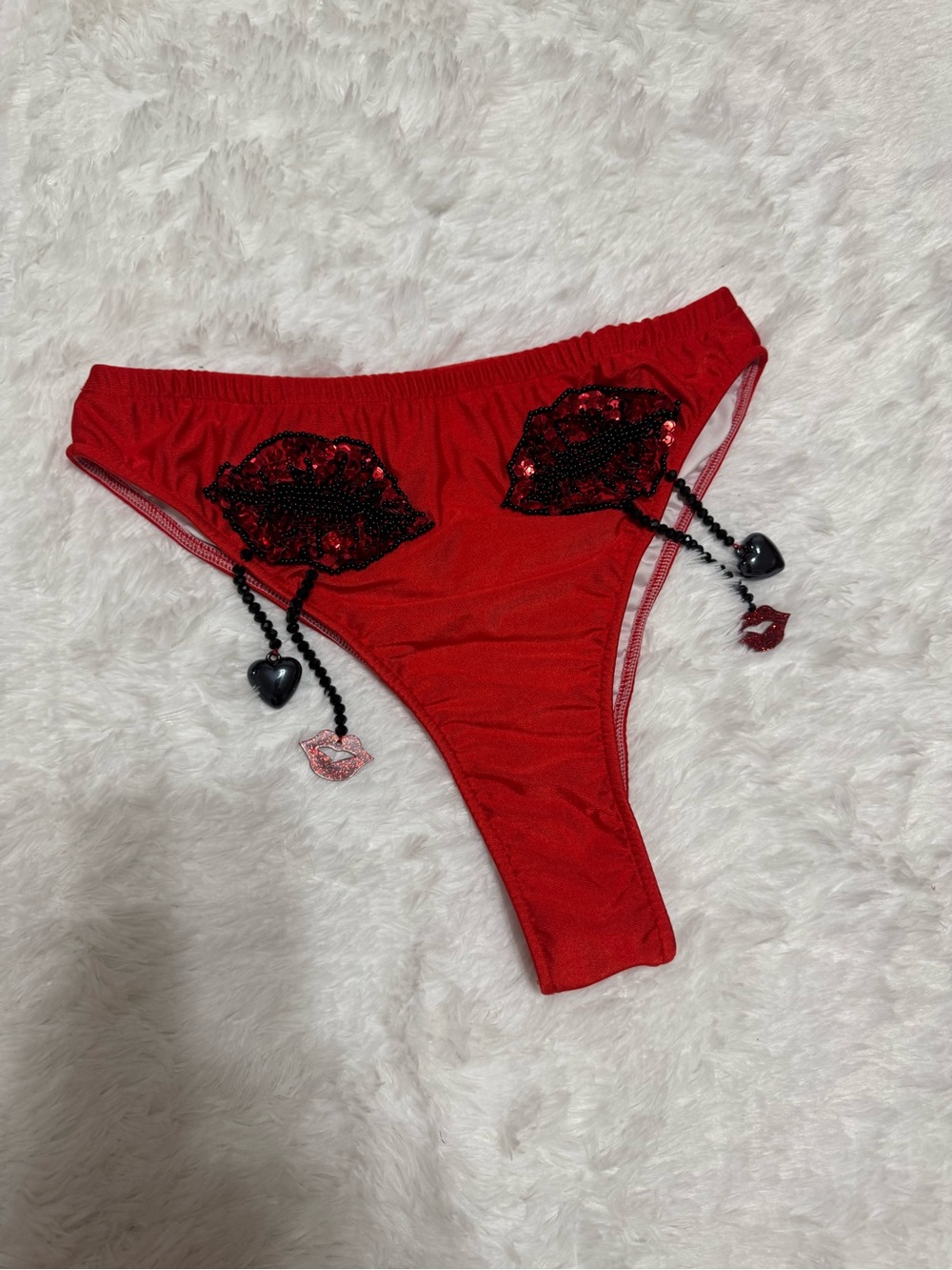 New Xl red high waisted carnival lips festival bottoms shorts rave  raver outfit